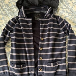 Vans Navy and Gray Striped Hoodie